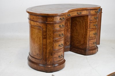 Lot 645 - Fine Victorian burr walnut kidney-shaped pedestal desk by Gillow & Co