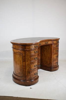 Lot 645 - Fine Victorian burr walnut kidney-shaped pedestal desk by Gillow & Co