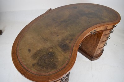 Lot 645 - Fine Victorian burr walnut kidney-shaped pedestal desk by Gillow & Co