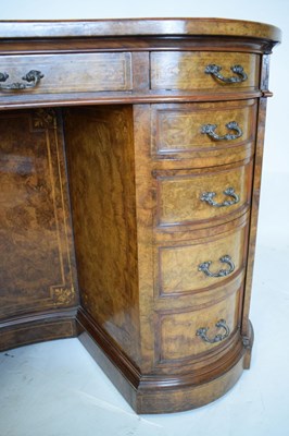 Lot 645 - Fine Victorian burr walnut kidney-shaped pedestal desk by Gillow & Co