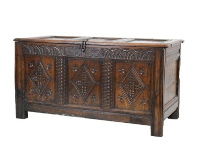 Lot 675 - James II oak coffer or bedding chest, EE [16] 87