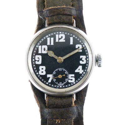Lot 66 - World War I period silver cased Trench watch