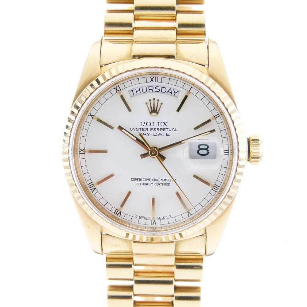 Lot 70 - Rolex - Gentleman's 18K Day Date automatic chronometer wristwatch