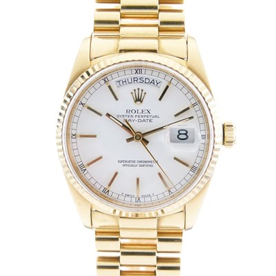 Lot 70 - Rolex - Gentleman's 18K Day Date automatic chronometer wristwatch