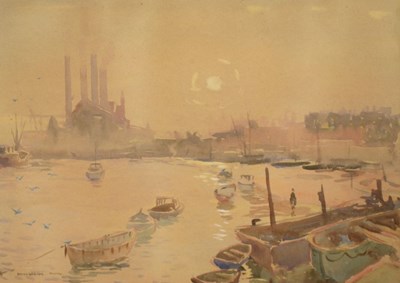 Lot 696 - William Lyons-Wilson (1892-1981) - Watercolour - Chelsea Reach