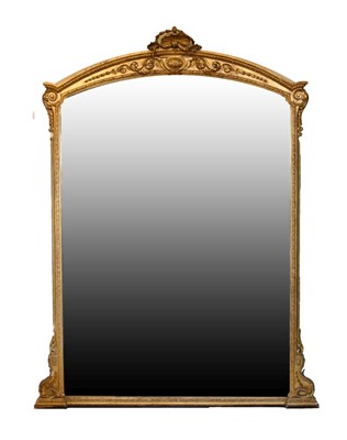 Lot 669 - Victorian gilt gesso overmantel mirror