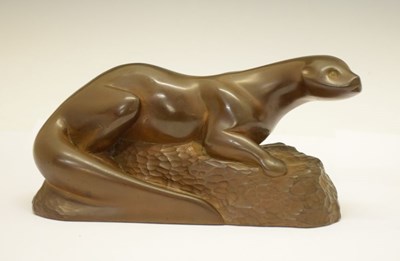 Lot 242 - Bronzed resin otter statue
