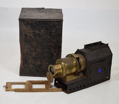 Lot 221 - Magic lantern in tin case