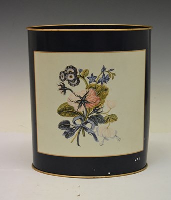 Lot 675 - Modern toleware-type wastepaper bin and bookends