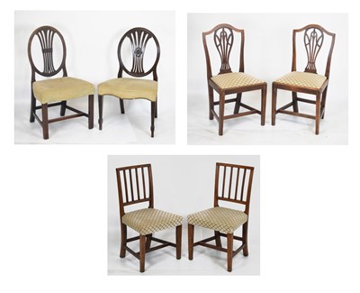 Lot 624 - Six Georgian mahogany shield back chairs