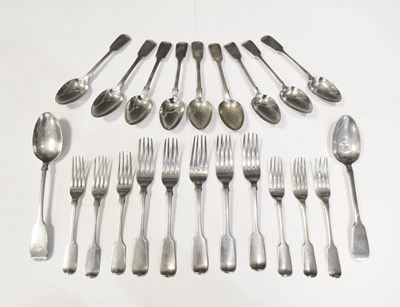 Lot 158 - Quantity of Fiddle pattern silver cutlery