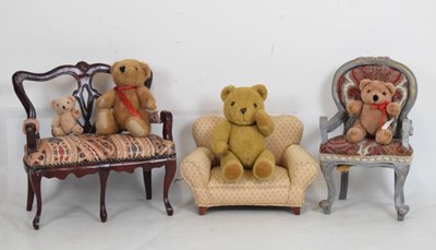 Lot 492 - Miniature dolls chairs, and teddy bears