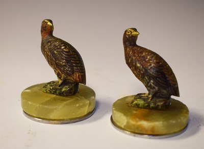 Lot 234 - Pair of cold painted bronze menu holders