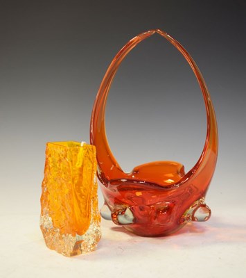Lot 455 - Whitefriars coffin vase and studio glass basket bowl