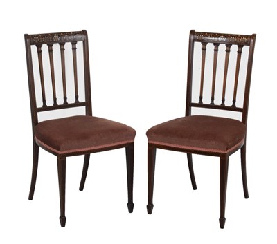 Lot 734 - Pair of Edwardian inlaid mahogany bedroom chairs