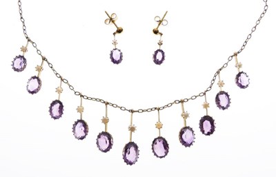 Lot 39 - Edwardian amethyst and seed pearl fringe necklace