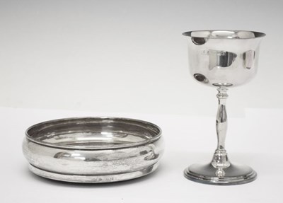 Lot 204 - Elizabeth II Cavalier Sterling silver goblet and wine coaster