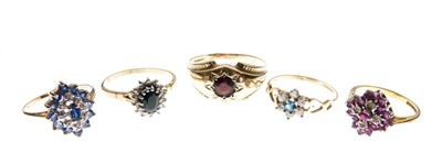 Lot 47 - Five various 9ct dress rings