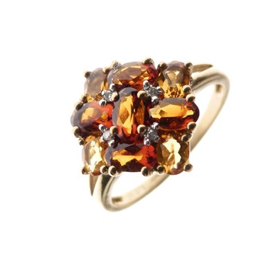 Lot 38 - 9ct gold dress ring set citrine-coloured stones