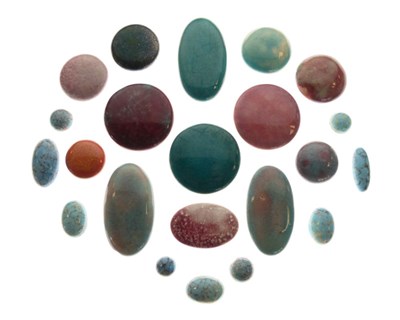 Lot 448 - Quantity of Ruskin-style ceramic medallions, etc
