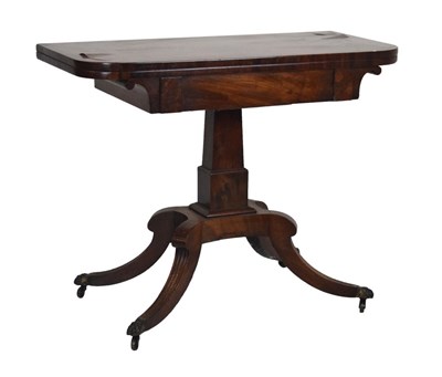 Lot 605 - George IV mahogany fold-over card table
