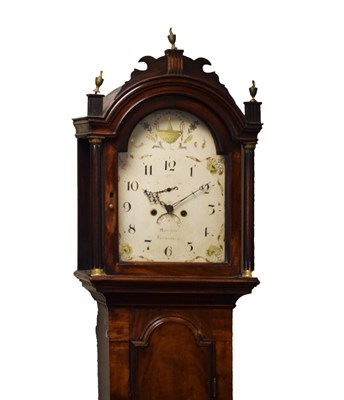 Lot 516 - Late George III mahogany cased 8-day painted dial longcase clock