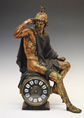 Lot 534 - Large early 20th Century spelter figural mantel clock