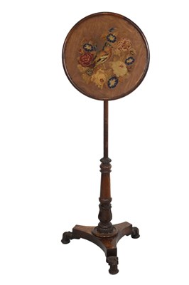 Lot 704 - Mid 19th Century rosewood and embroidered pole screen