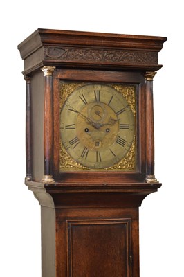 Lot 514 - Early George III oak cased 8-day brass dial longcase clock