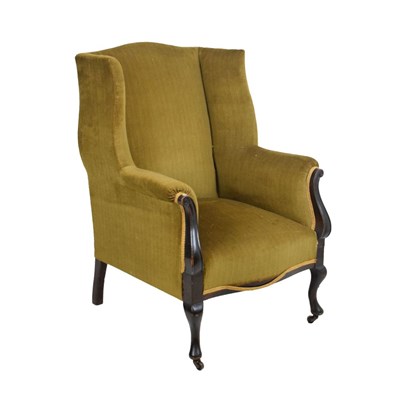 Lot 646 - Early 20th Century mahogany framed wing armchair