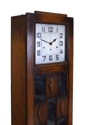 Lot 439 - Art Deco-style oak-cased chiming grandmother clock