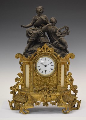 Lot 545 - Late 19th Century French gilt spelter figural mantel clock
