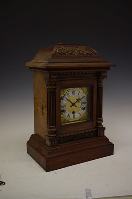 Lot 491 - German fruitwood-cased chiming bracket clock