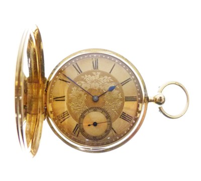 Lot 80 - 18ct gold full hunter cased pocket watch, Geo Hooper London, 95g