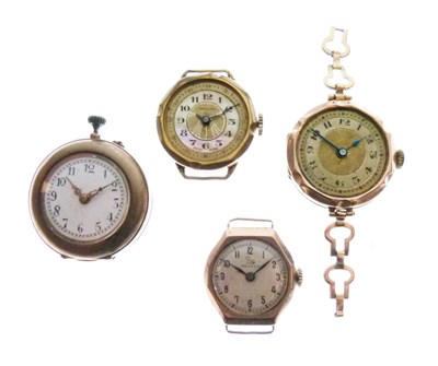 Lot 111 - Two ladies yellow metal watch heads