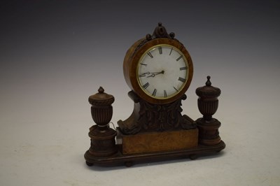 Lot 493 - Early 20th Century walnut mantel clock with reeded urn finials