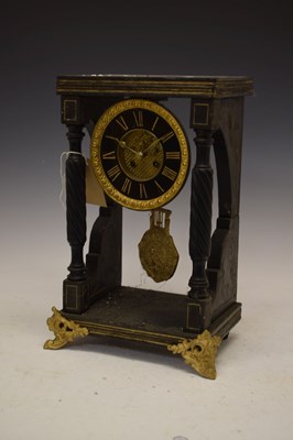 Lot 494 - Ebonised portico clock circa 1900