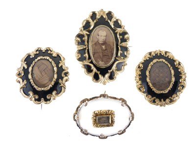 Lot 49 - Collection of four Victorian mourning brooches