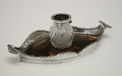 Lot 122 - Tortoiseshell inkwell and dish