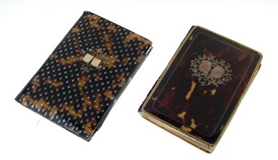 Lot 137 - Two 19th Century inlaid tortoiseshell aide memoires or semainiers