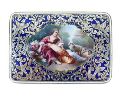 Lot 106 - Continental silver and enamel box