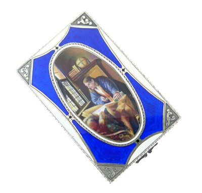 Lot 105 - Continental silver enamel box