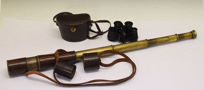Lot 273 - Early 20th Century leather mounted brass three-draw telescope