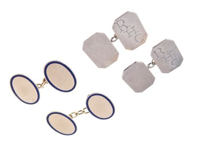 Lot 50 - Pair of 9ct gold cufflinks and a pair of silver cufflinks