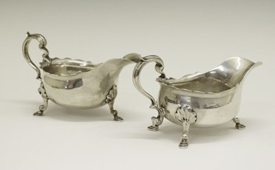 Lot 143 - Pair of George V silver sauce boats