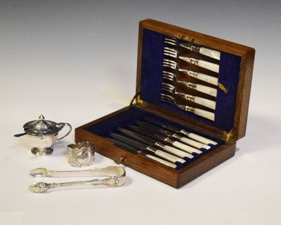 Lot 145 - Silver George V silver mustard pot, etc