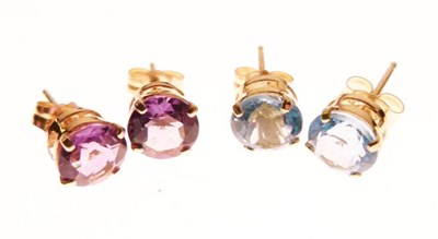 Lot 86 - Two pairs of stone set ear studs