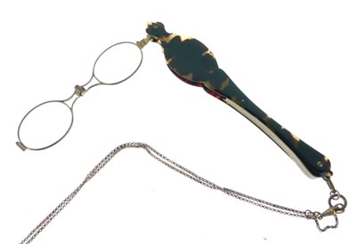 Lot 88 - Pair of 19th Century tortoiseshell-cased lorgnettes on gilt chain