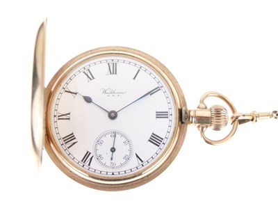 Lot 81 - Waltham 9ct gold Hunter cased pocket watch