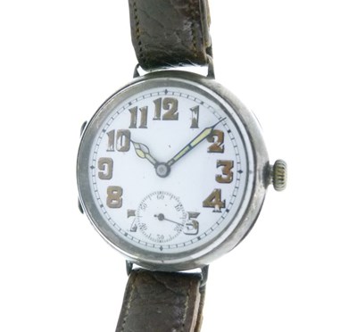 Lot 104 - First World War silver cased trench watch